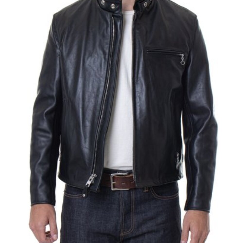 Schott Classic Racer Leather Motorcycle Jacket STYLE: 141 - Picture 7 of 8